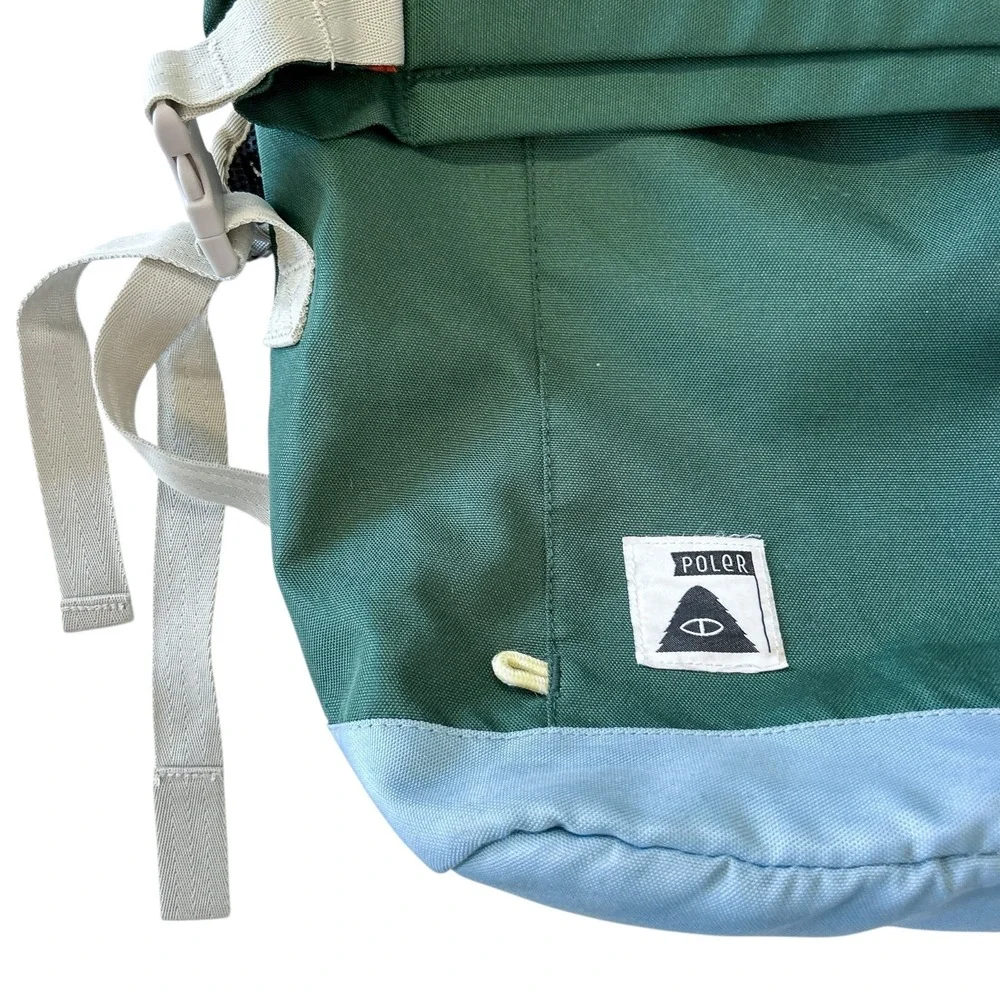 Poler Rolltop Backpack in‎ Dark Green Casual Hiking School Canvas Adjustable